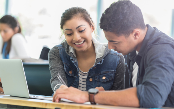 Two students studying.