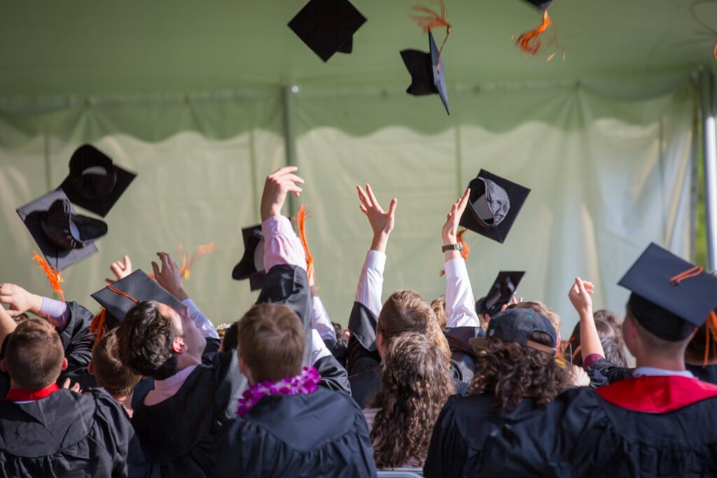 Students graduating.