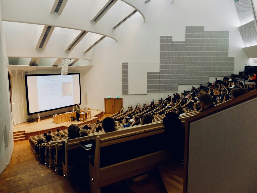 A group of college students at Aalto University in Espoo, Finland.