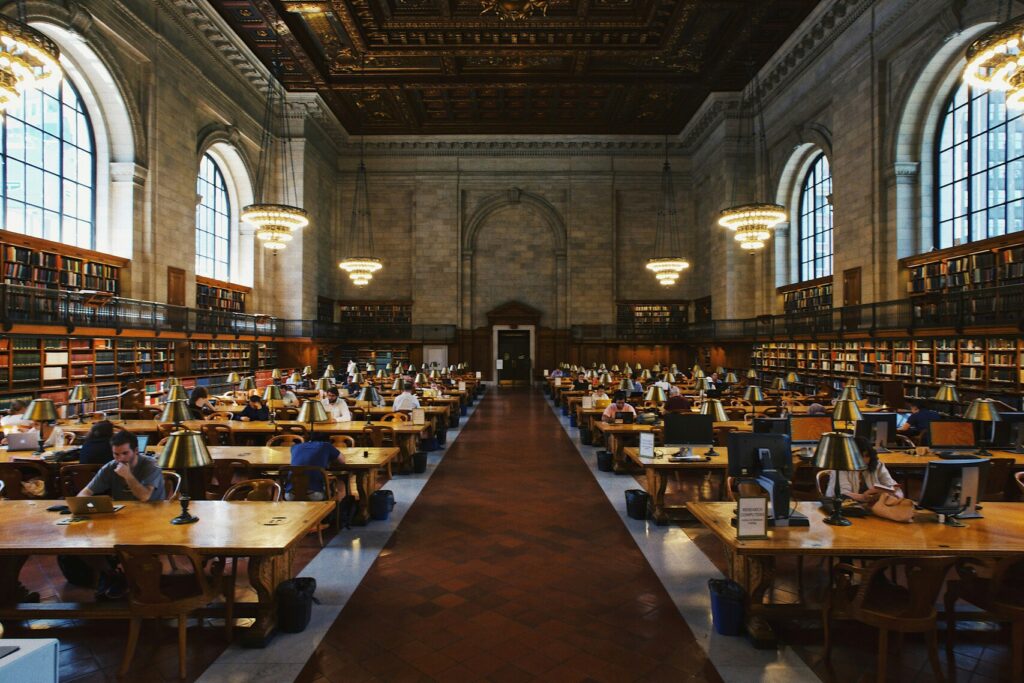 Image of a college library. 