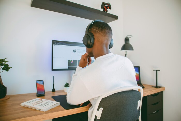 Image of a student focused on work.