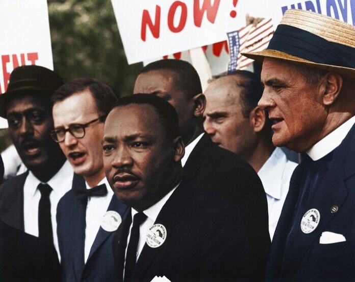 Image of Dr. Martin Luther King Jr. Showing his leadership.